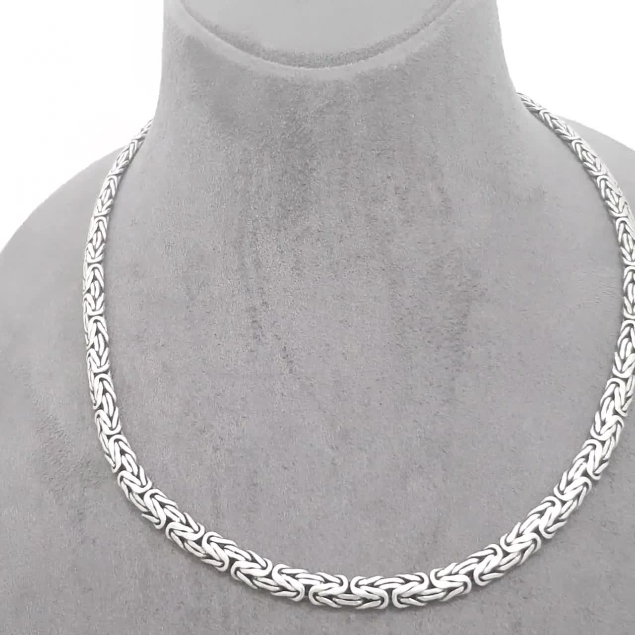 16.75-Inch Handcrafted 925 Sterling Silver 7mm Byzantine Necklace