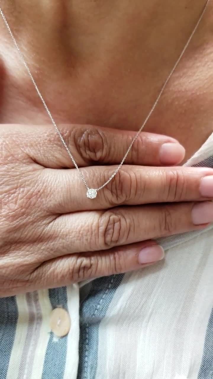 Buy 14K Gold 1 Ct Diamond Necklace Lab Grown Diamond Pendant Online in  India - Etsy