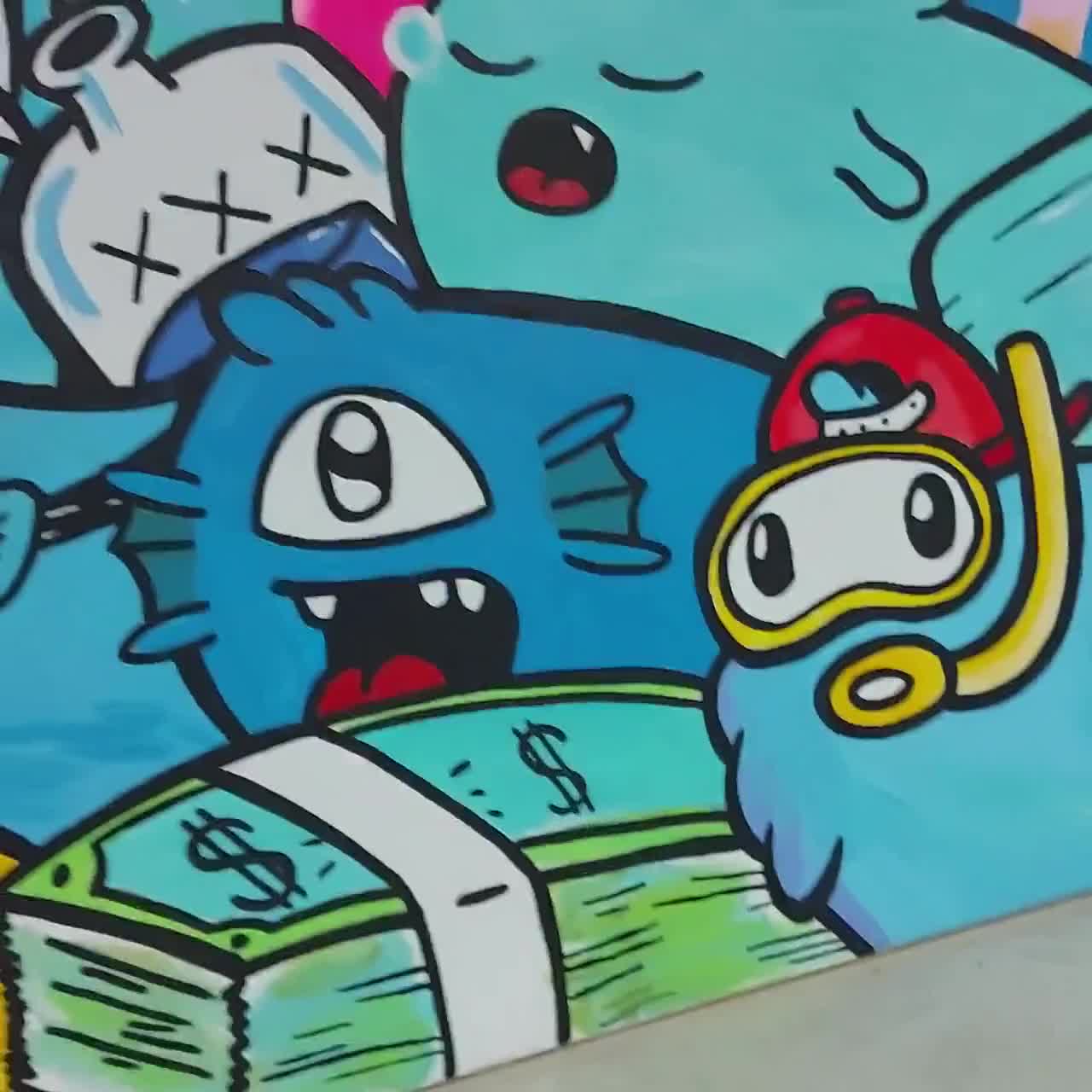 Pop Art Canvas Print: Colorful Graffiti, 'fruit Ninja Gang