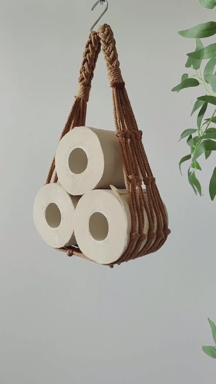Paper Roll Holder Macrame Smooth Stick Multipurpose Outdoor Hanging Paper  Towel Holder for Home Camping