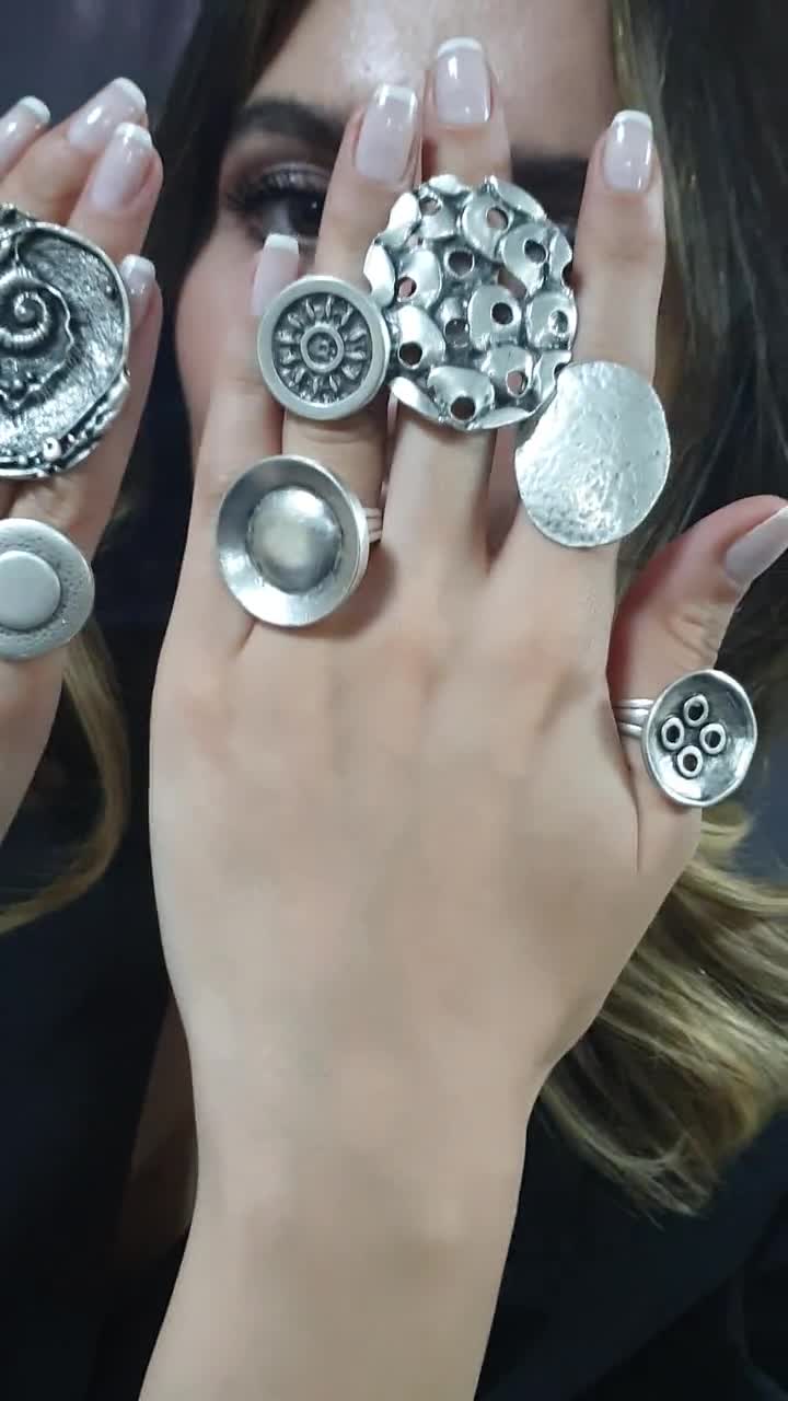Adjustable Aesthetic Statement Spiral Ring Boho Ring, Chunky