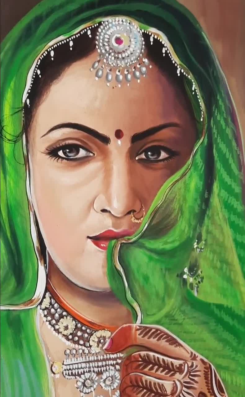 Rajasthani Lady Painting / Rajasthani Drawing / Girl Drawing / Rajasthani  Painting / Part-2 - YouTube