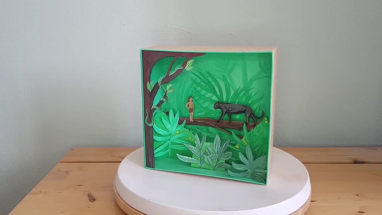 Diorama The Jungle Book Shadowbox hand-painted paper theater