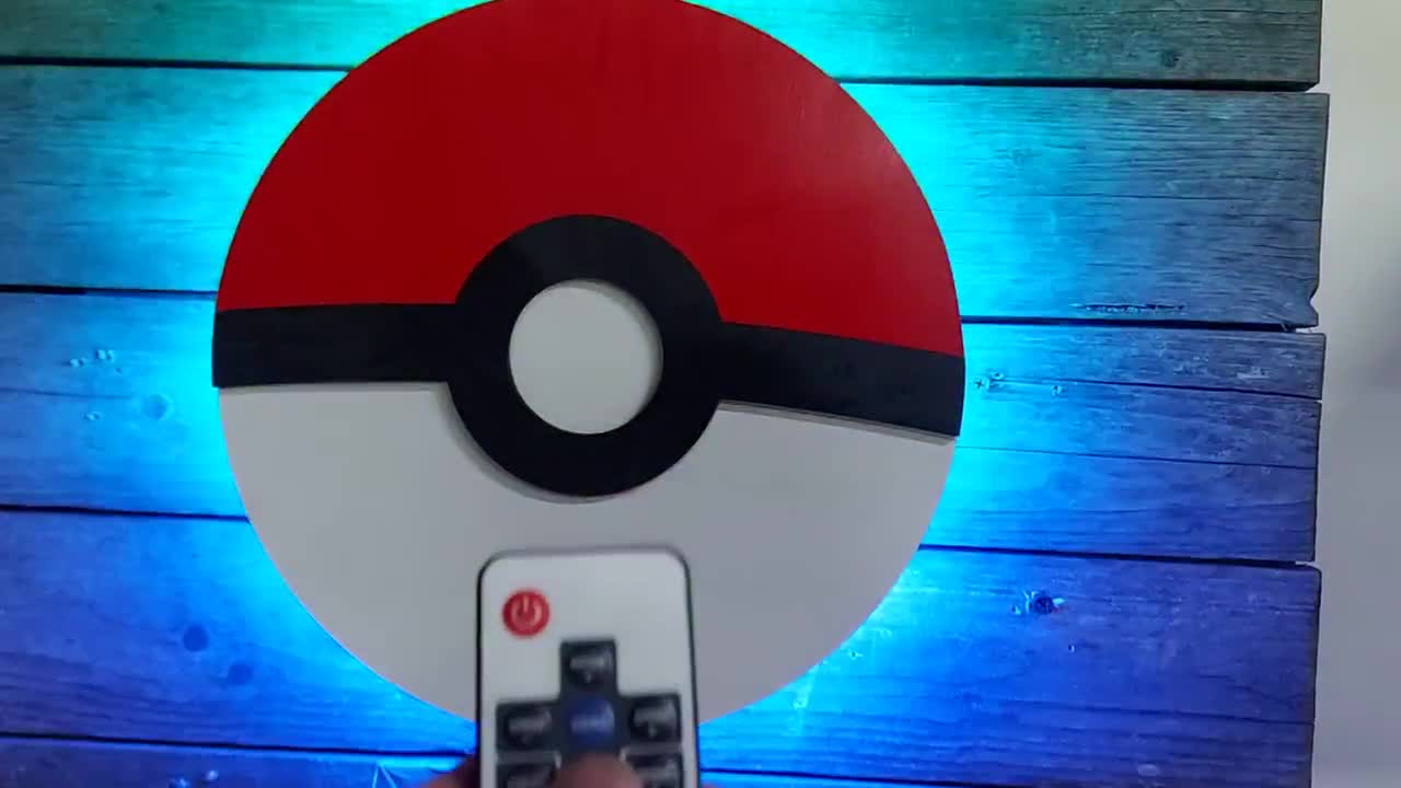 Pokemon Pokeball arte della parete, arredamento della camera  retroilluminato a LED, segno di luce notturna. Luci multicolore RGB con  telecomando. -  Italia