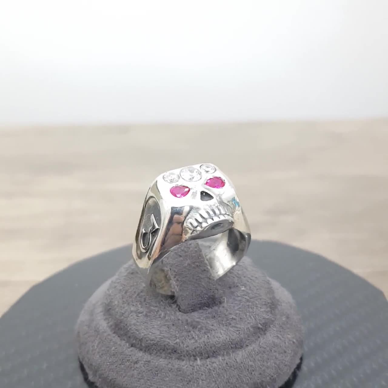 Jim Skull Ring Johnny Deep Style ,Ruby Eye Cubic Zirconia JIM Ring ,Iced  Out Shiny Stone And Excellent Quality Original 925 Sterling Silver