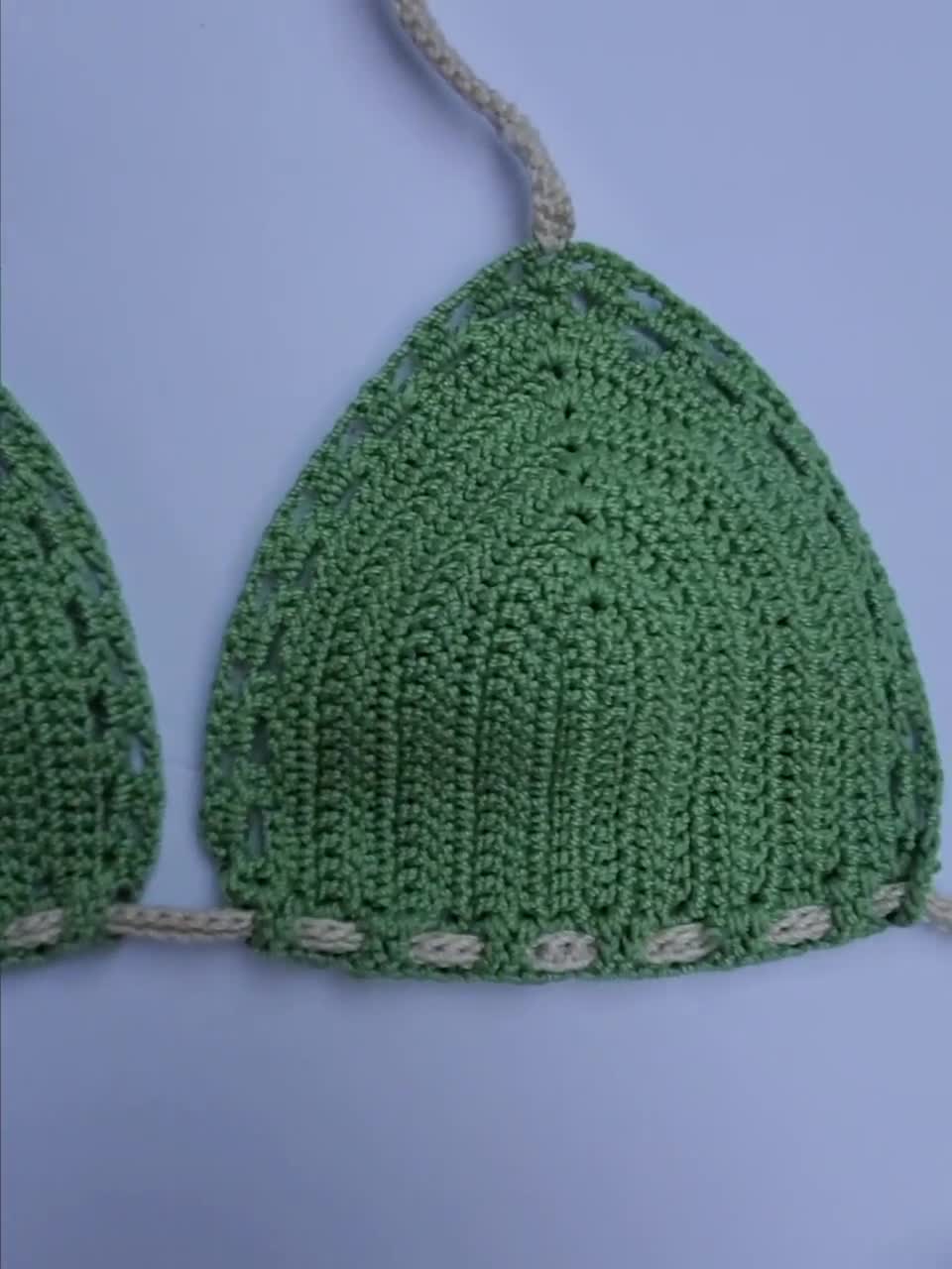 Green Crochet Bikini Top
