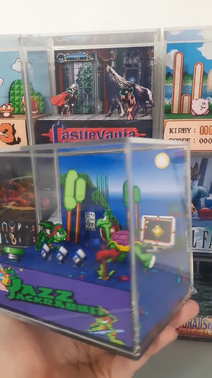Jazz Jackrabbit Cube Diorama - 3D Videogame - Gift for Gamer