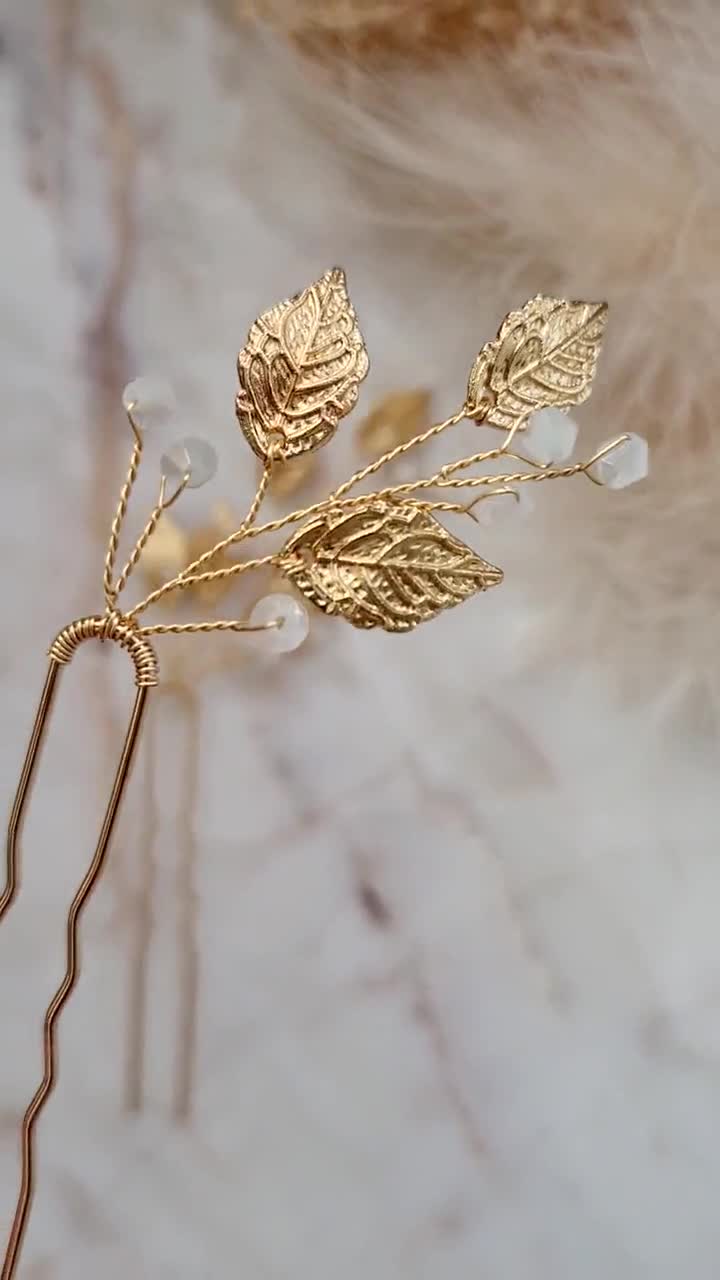 Delicate Vintage Leaves and Pearl Bridal Headpiece