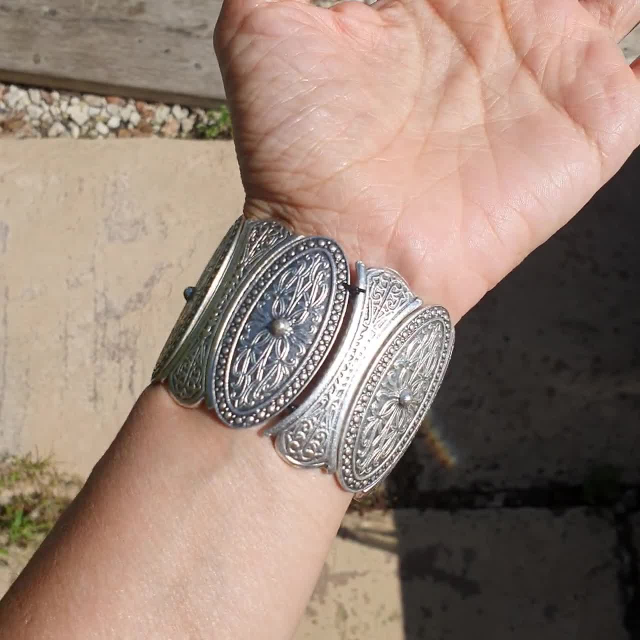 SILVER925 INDIAN WIDE BRACELET/シルバー/バングル SILVER925 NATIVE DESIGN WIDE BRACELET/シルバー/バングル