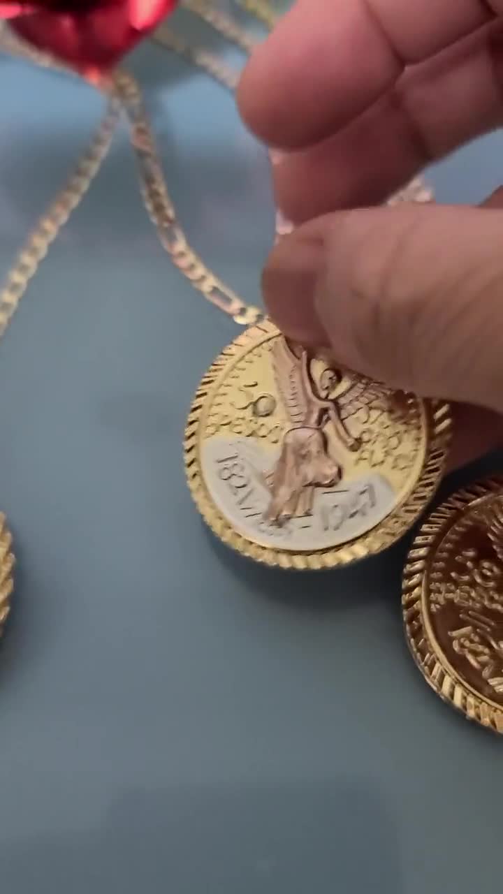 14k Gold Plated Coin Centenario Mexicano Moneda 50 Pesos En Oro