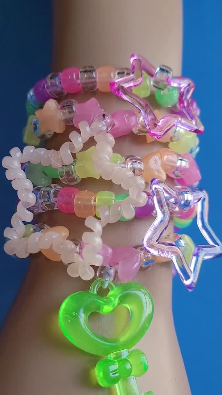 Pastel Kandi Bracelet Set, Kawaii Bracelets, Glow in the Dark