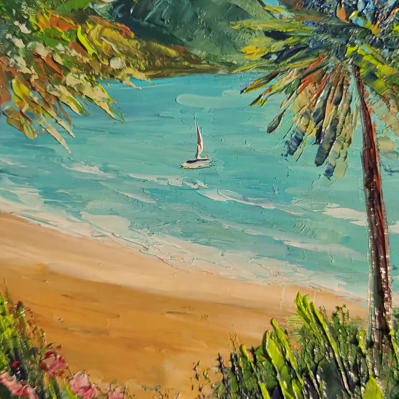 Caribbean Ocean View from Beach - Fine Art Painting – Canvas Art Plus