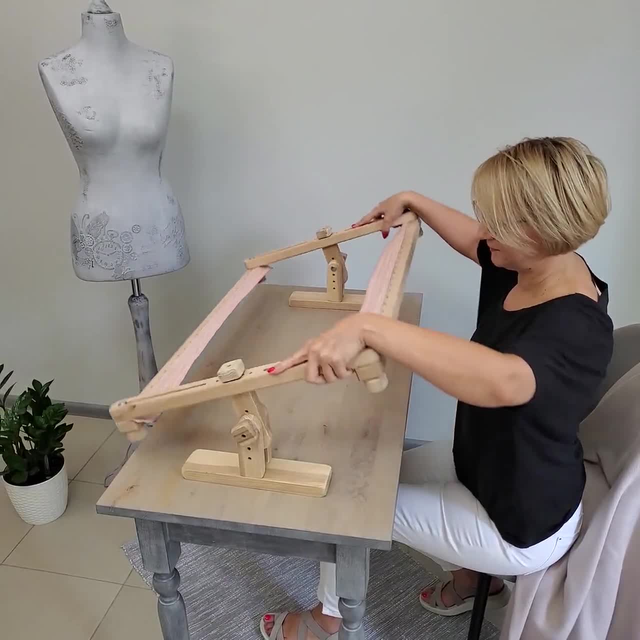 Kit De Cadre De Cercle Broderie En Bois DIY Pour Points De Croix Cœur