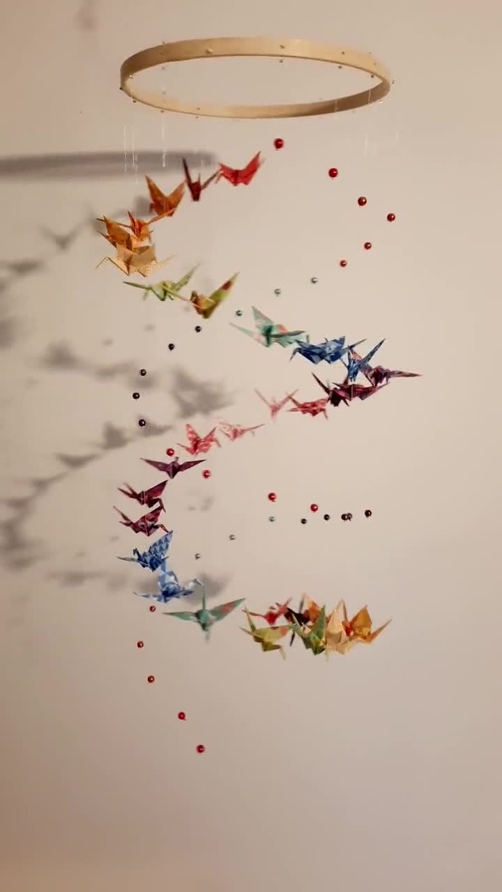 039c-折り紙ベビーモビール「虹鶴の二重螺旋」 - Etsy 日本