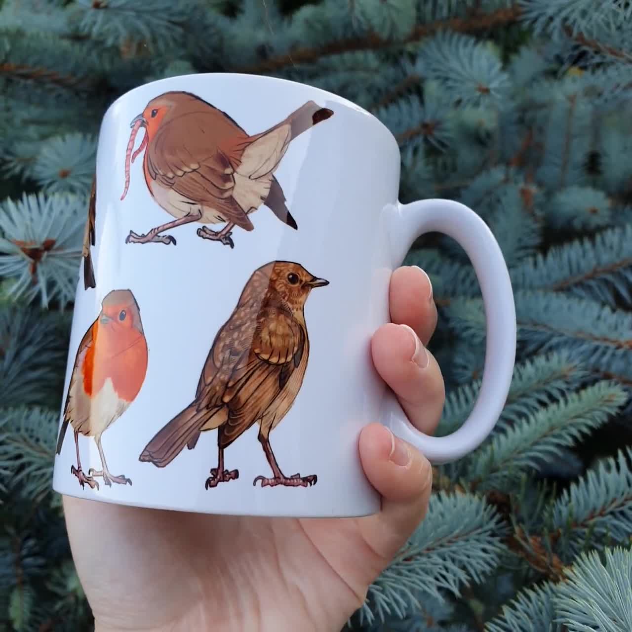 ロビンセラミックマグ：鳥好きのためのコーヒーカップ - Etsy 日本