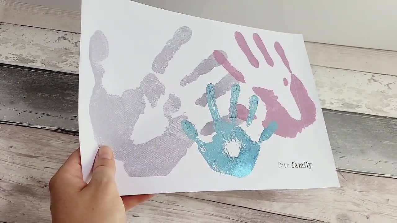 Family Hand Print Art in Stunning Watercolour Personalised Family Print  Includes Inkless Kit Family Hands Handprint Art -  Denmark