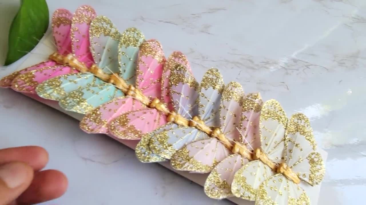 Cake Topper Spray Ramo Para Pastel 6 Dangling Heart Crystals Quinceanera  Bridal