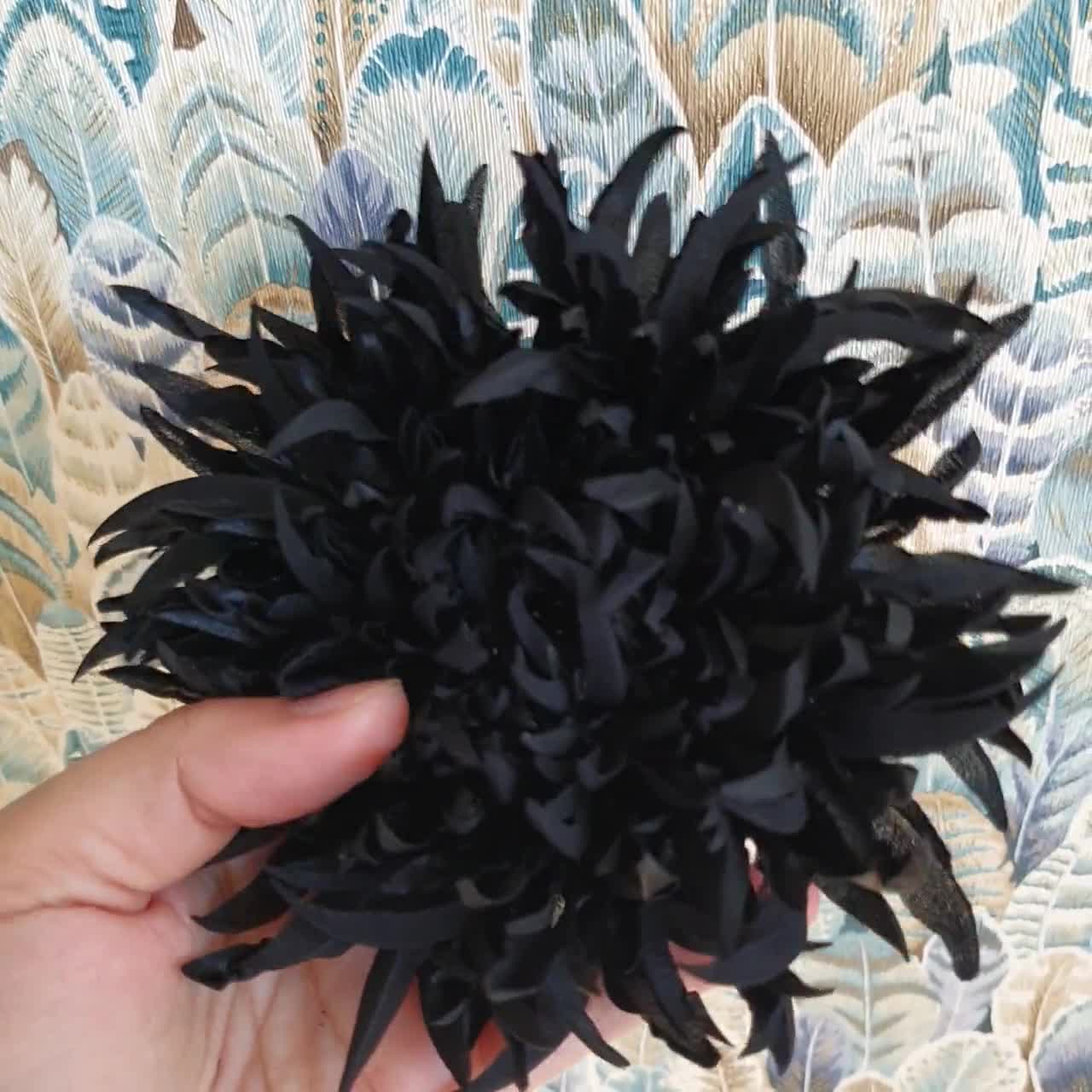 Extra Large Flower Brooch, Black Blue Flower Pin, Fabric Chrysanthemum  Brooch, Corsage Flower Pin, Bespoke Colour Schemes Also Available 