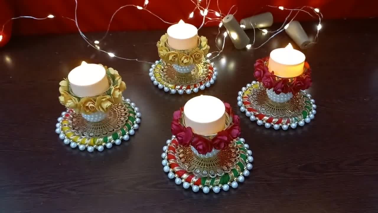 Set di candele tea light disposte artisticamente diwali