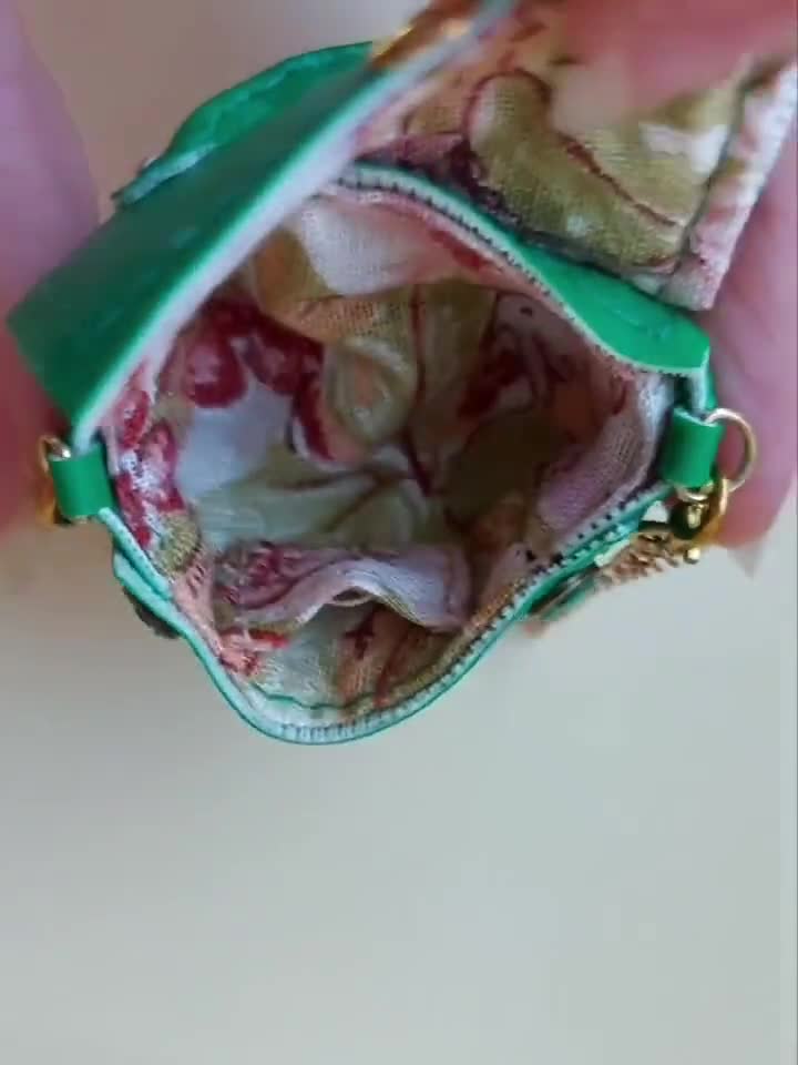 Doll Bag / Miniature Bag 1/6 Scale Bag / Green Leather Chain 