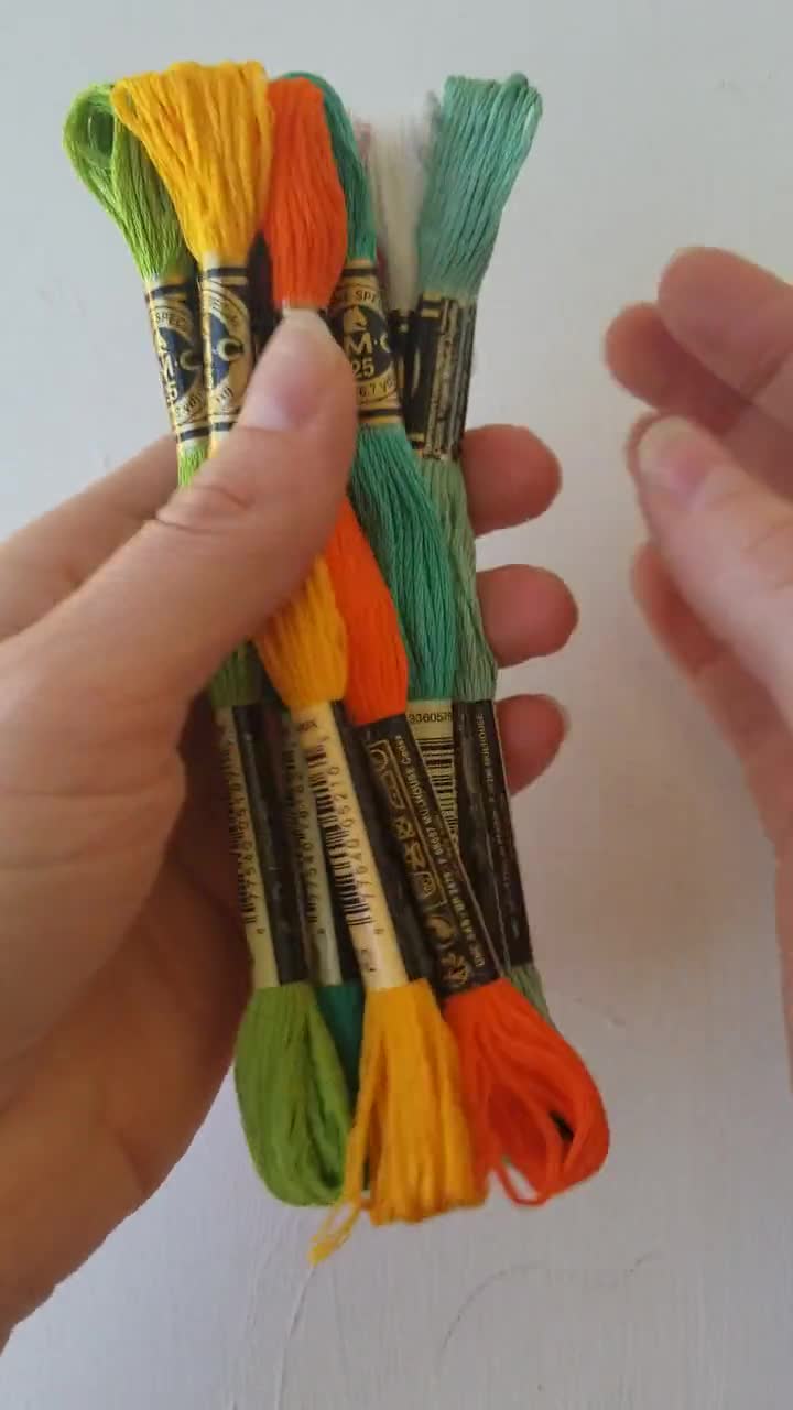 Summer Colors Hand Embroidery Floss, DMC 6-stranded Cotton Embroidery,  Friendship Bracelet String Bundle, Needlework Beginner Supply Set 