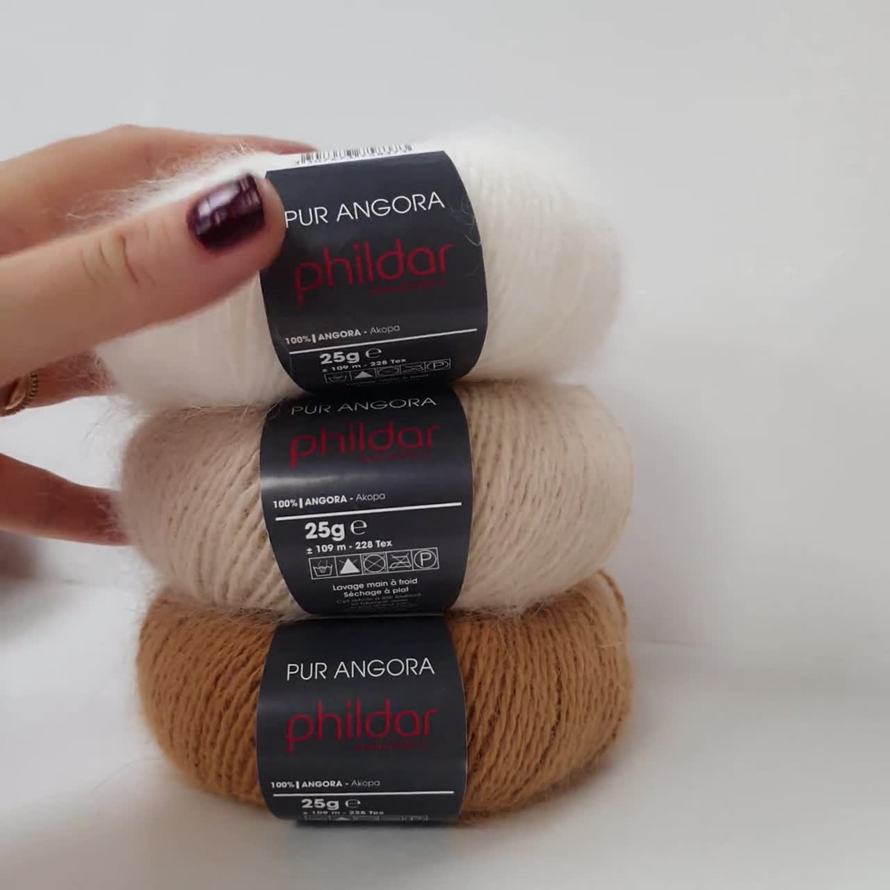 PHILDAR ANGORA Laine à tricoter 100 % laine Laine à tricoter super douce et  chaude Fil français luxueux 25 g -  France