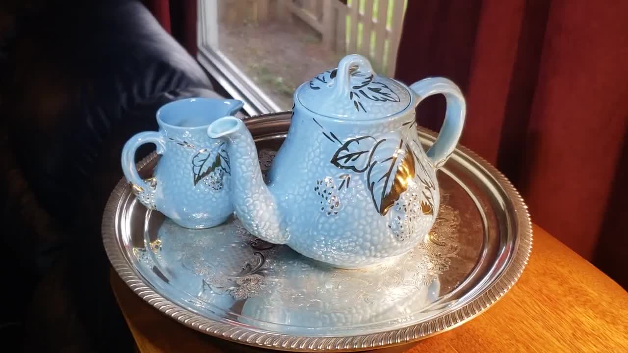 Buy Vintage Wade Golden Turquoise Tea Pot Set Creamer Sugar Bowl Great  Condition Antique FREE SHIPPING Online in India 