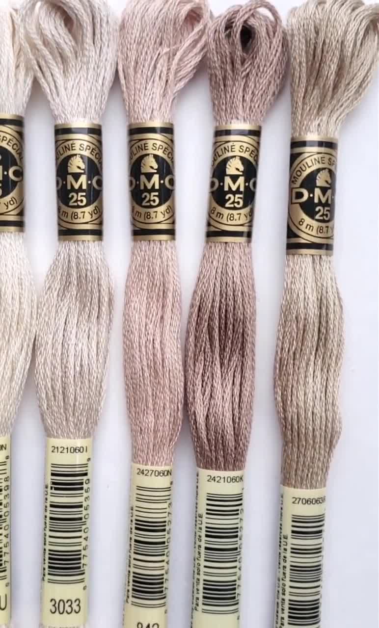 2 Skeins DMC Embroidery Floss 100% cotton 8.7 yds WHITE,ECRU,BEIGE,TAN,CREAM