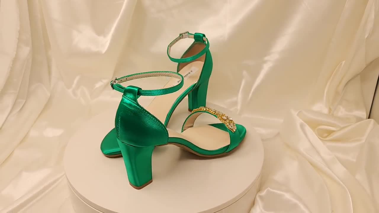 Green Silk Bling Diamond Drop Tassel High Heels Sandals Strappy Peep Toe  Glittering Crystal Fringed Wedding Banquet Shoes Femme - AliExpress