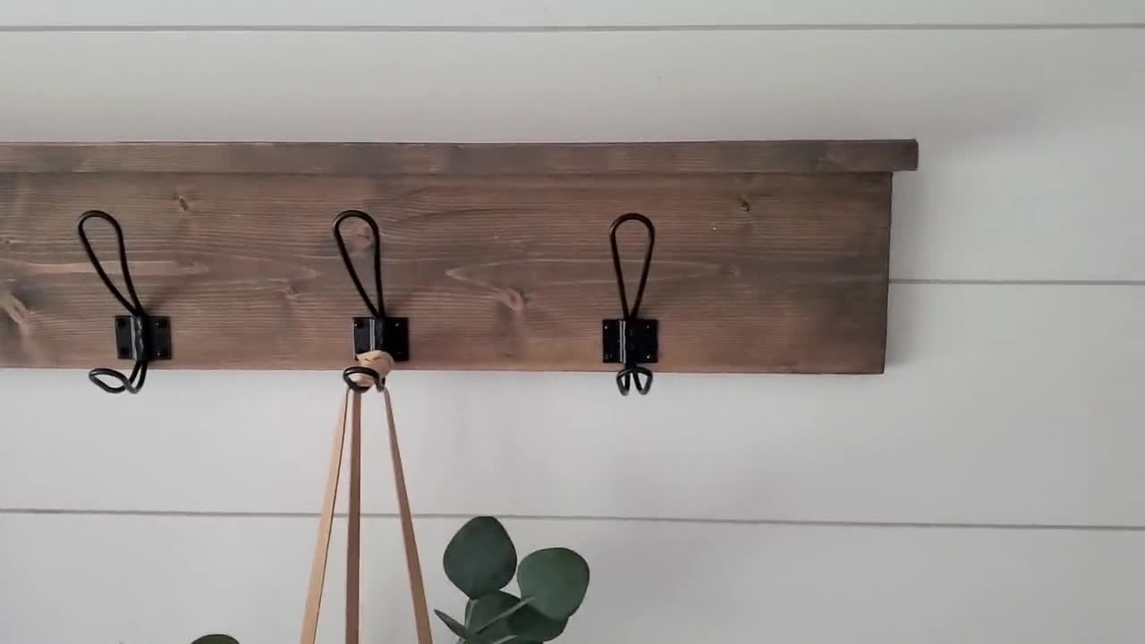 Oak Wall Mounted Coat Rack Wall Hook Shelf for Hallway, Bathroom