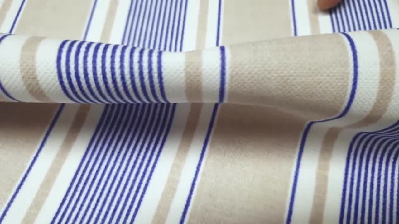 Vintage French Striped Linen Fabric by the Yard / Heavy Upholstery