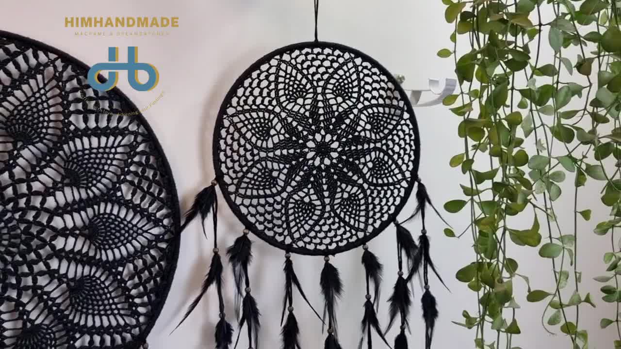 Black lit large dreamcatcher handmade 2024 si