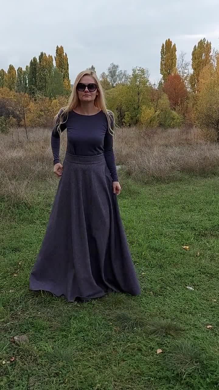 Maxi Wool Dress, Maxi Skirt Long, Plus Size Clothing, Winter High Waist  Victorian Skirt, Minimalist Formal Skirt, Elegant Maxi Wool Skirt 