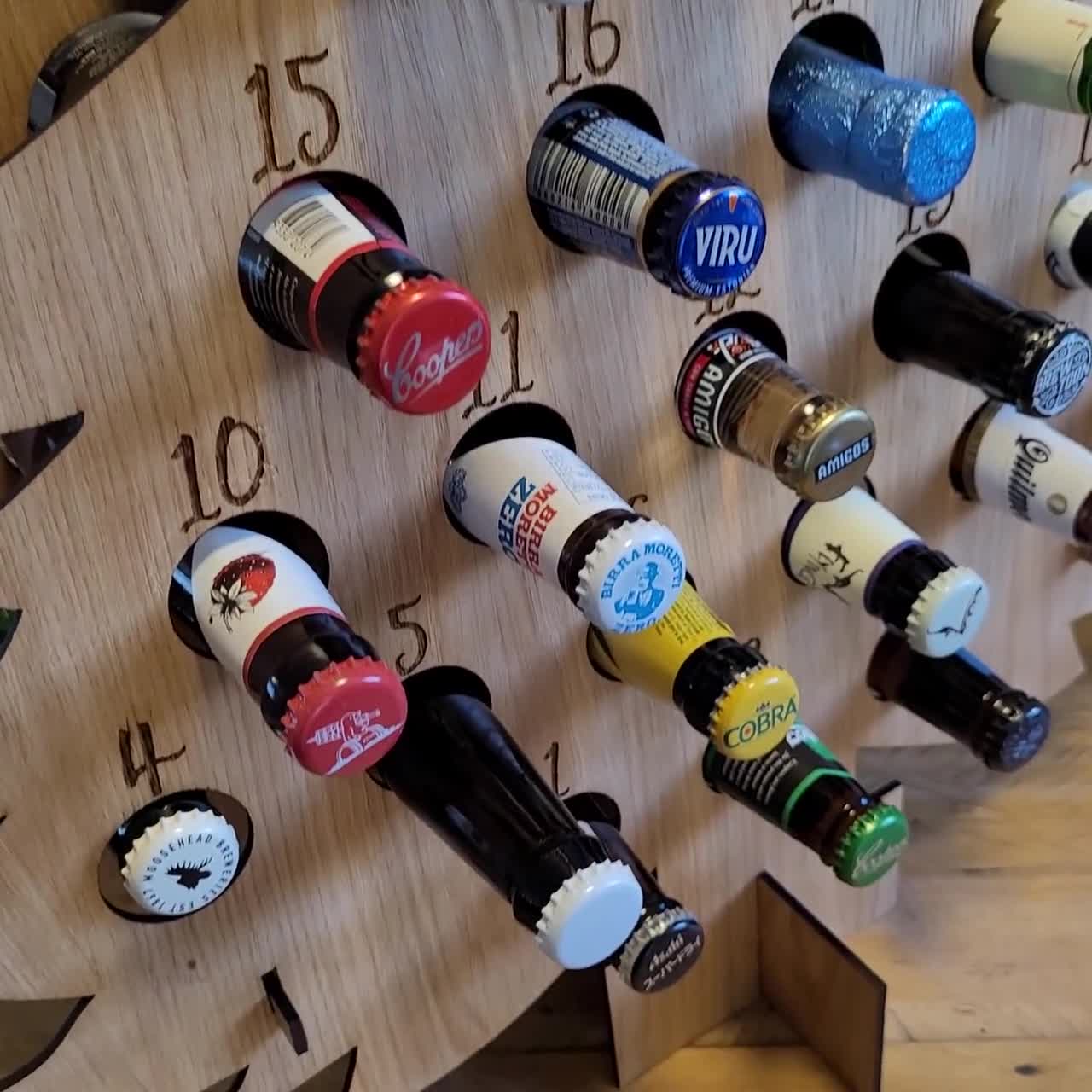 Calendrier de l'Avent en bois avec support pour bouteille de bière et  compte à rebours personnalisé pour décoration de maison