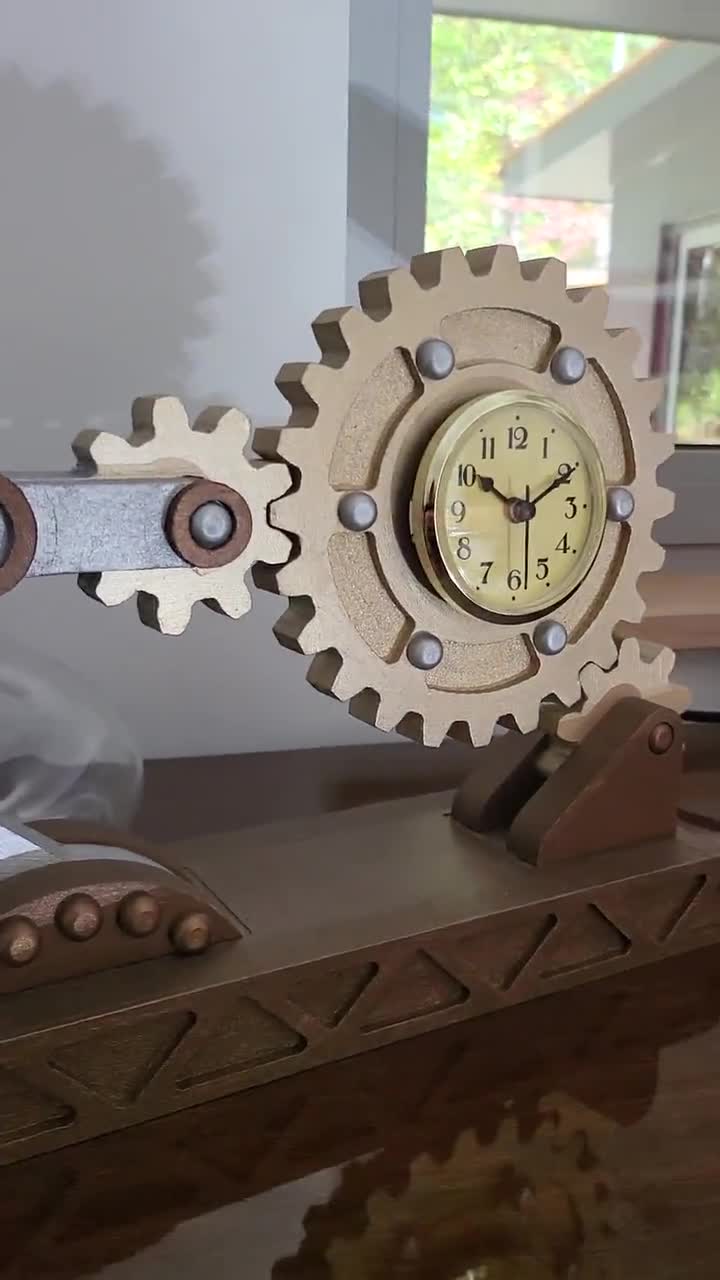 Gear Clock Wooden Steampunk Gear Clock MDF Hand Painted Gold