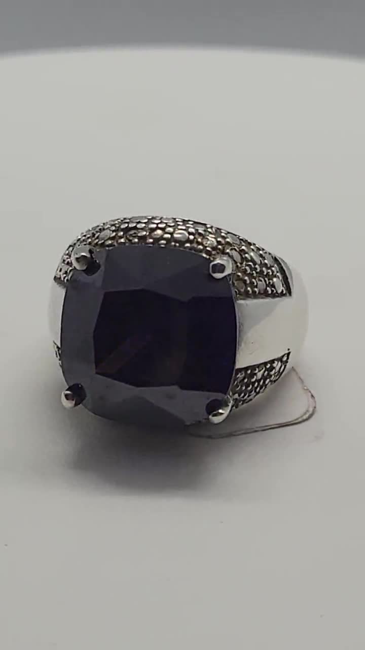ヴィンテージ ディープパープル CZ リング 925 スターリングシルバー