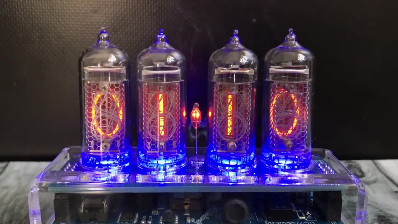 IN-14 Nixie Tube Clock Assembled With ENCLOSURE and Adapter 4-tubes by  MILLCLOCK 