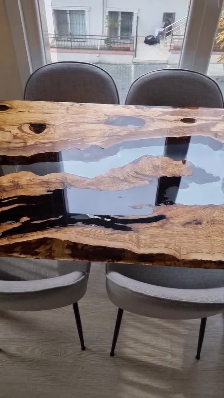 Made To Order Custom Ultra Clear Epoxy Resin River Table, Handmade