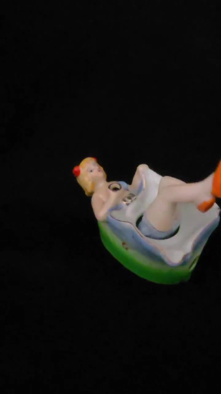 Novelty Naughty Nodder Ashtray/ Vintage Lady & Legs Smoker Ashtray/ Kitschy  Risqué Nodder Ashtray Collectible