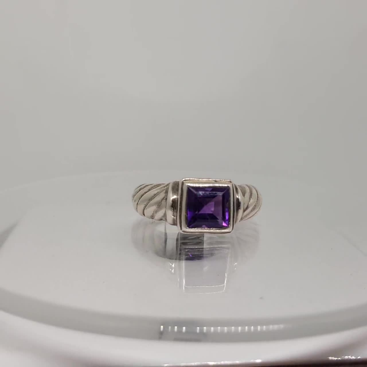 anello in argento Sterling con ametista naturale genuino