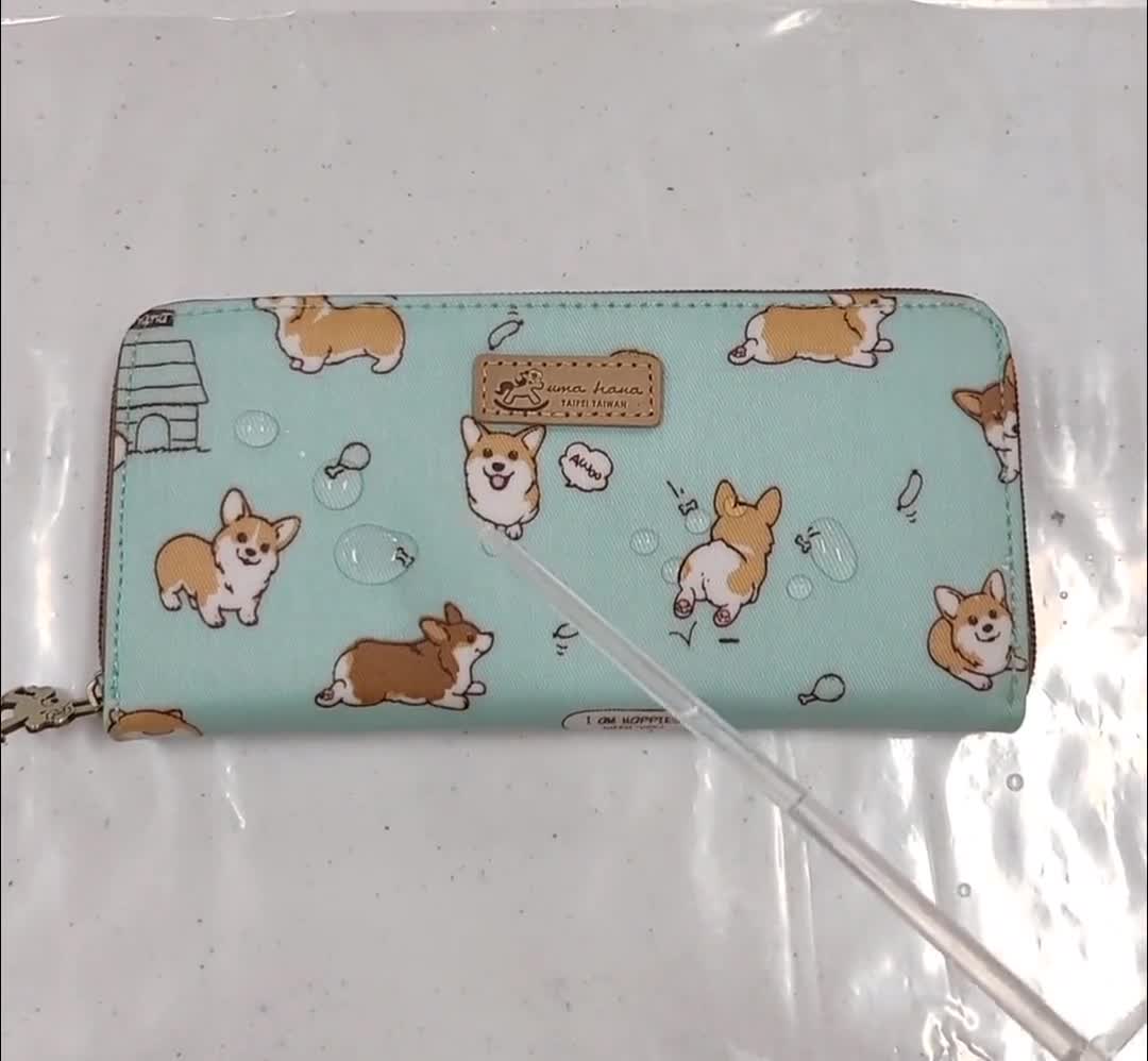 Corgi Puppy Waterproof Portable Long Wallet, Holds 5.5 Inch Phone