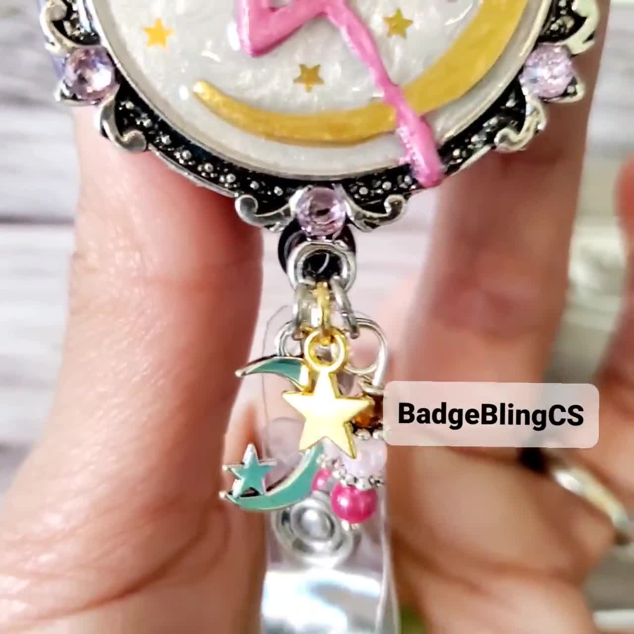 Girl in Moon Badge Reel Holder Clip Crescent Moon and Stars Guardians of  the Galaxy Hospital ID Moon and Stars Retractable Key Card Holder -   Canada