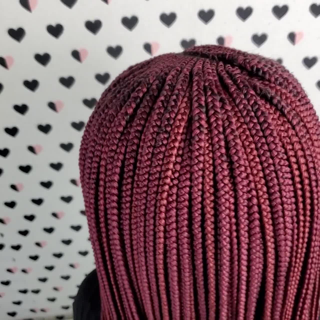 Cornrow Fulani Feedin Braided Box Braids Lace Front Wig Braid Wigs Color  Burgundy 