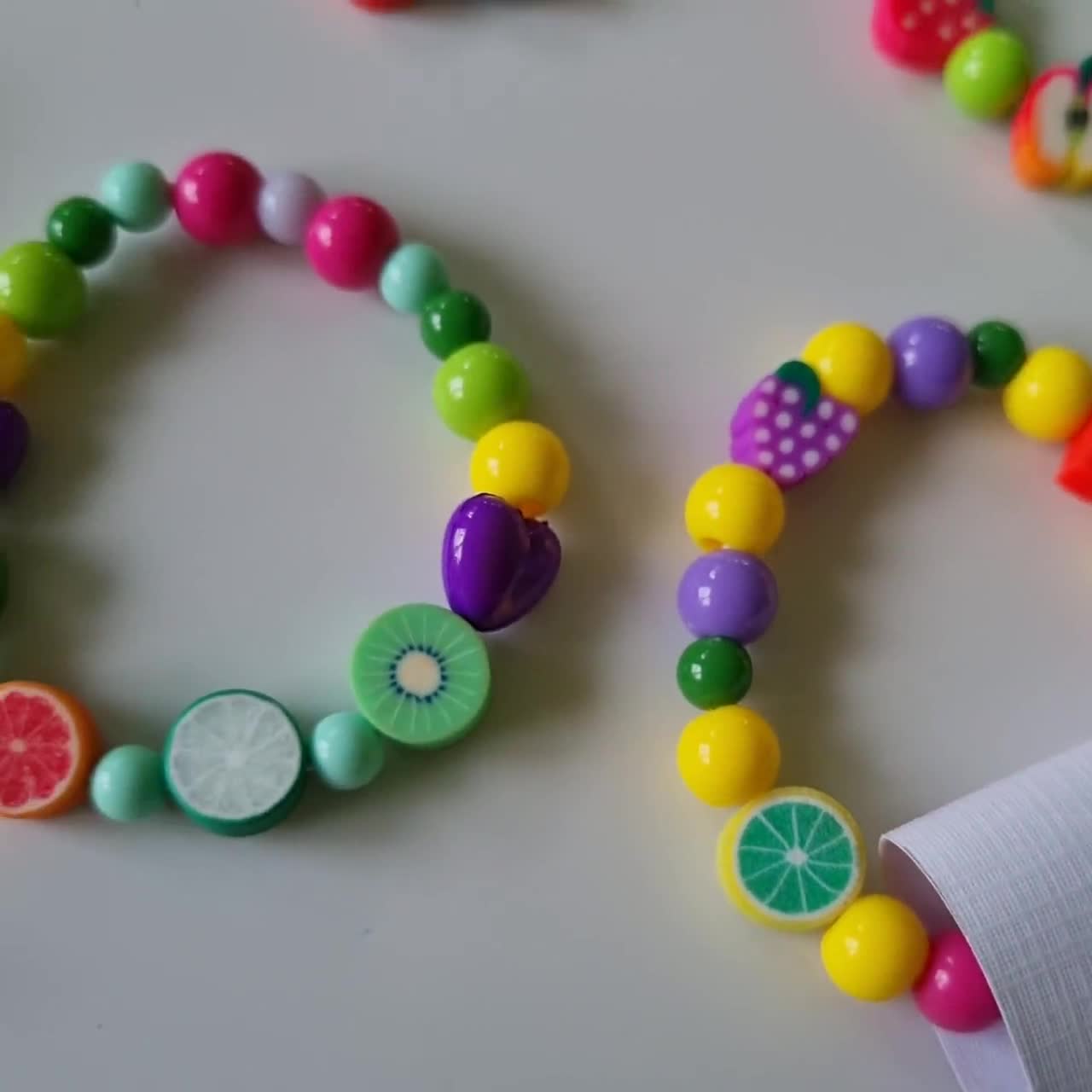 Summer Fruits Tropical Handmade Bracelet | Flower Beeds on Quality Beeding  Thread Cute Gift Jewellery Unique Quirky Fun Wrist Band