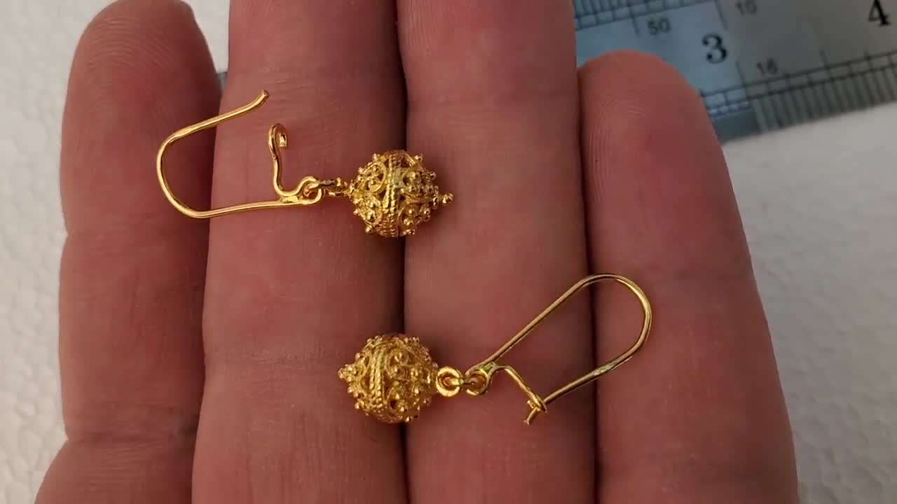 Buy 14k Gold Earrings, Traditional Croatian Filigree Ball Earrings, Ethnic  Dubrovnik Jewelry, Simple Gold Earrings, Solid Gold Wedding Jewelry Online  in India - Etsy