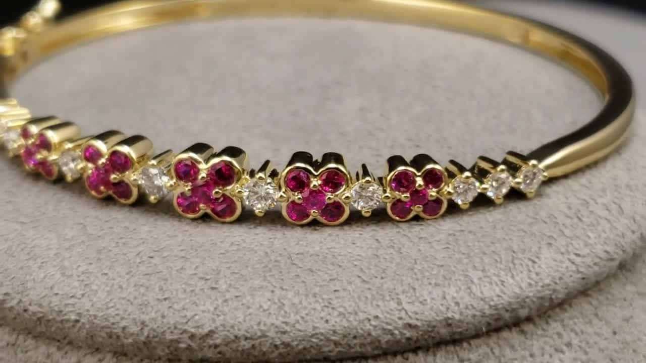 3 Line Glimmering Ruby and Emerald One Gram Gold Bangles Design Latest  Covering Jewellery B24777