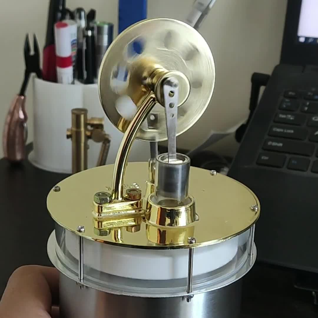 Stirling Engine Generator Model Balance Double Cylinder W/ Voltmeter Metal Model
