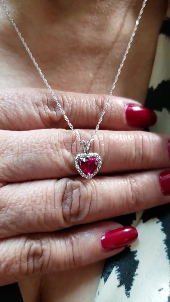 Ruby heart necklace with on sale diamonds