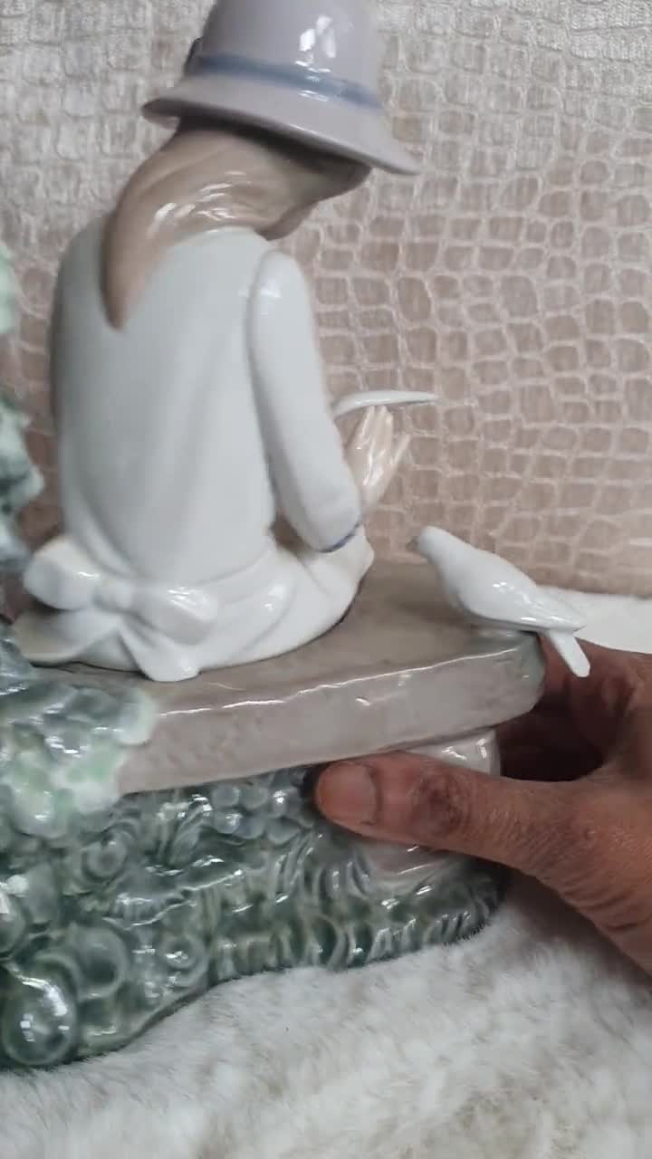 Lladro NAO #448 Tender Moment Boy Bandaging Girls Foot Porcelain Sculpture