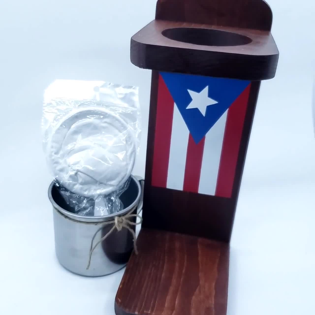 Artisan Wood Coffee Strainer Puerto Rico Flag Coffee Strainer 